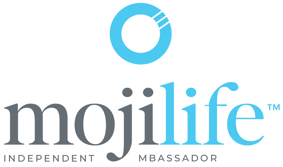 MojiLife Logo_Stacked - Independent MBassador - Gray & Blue